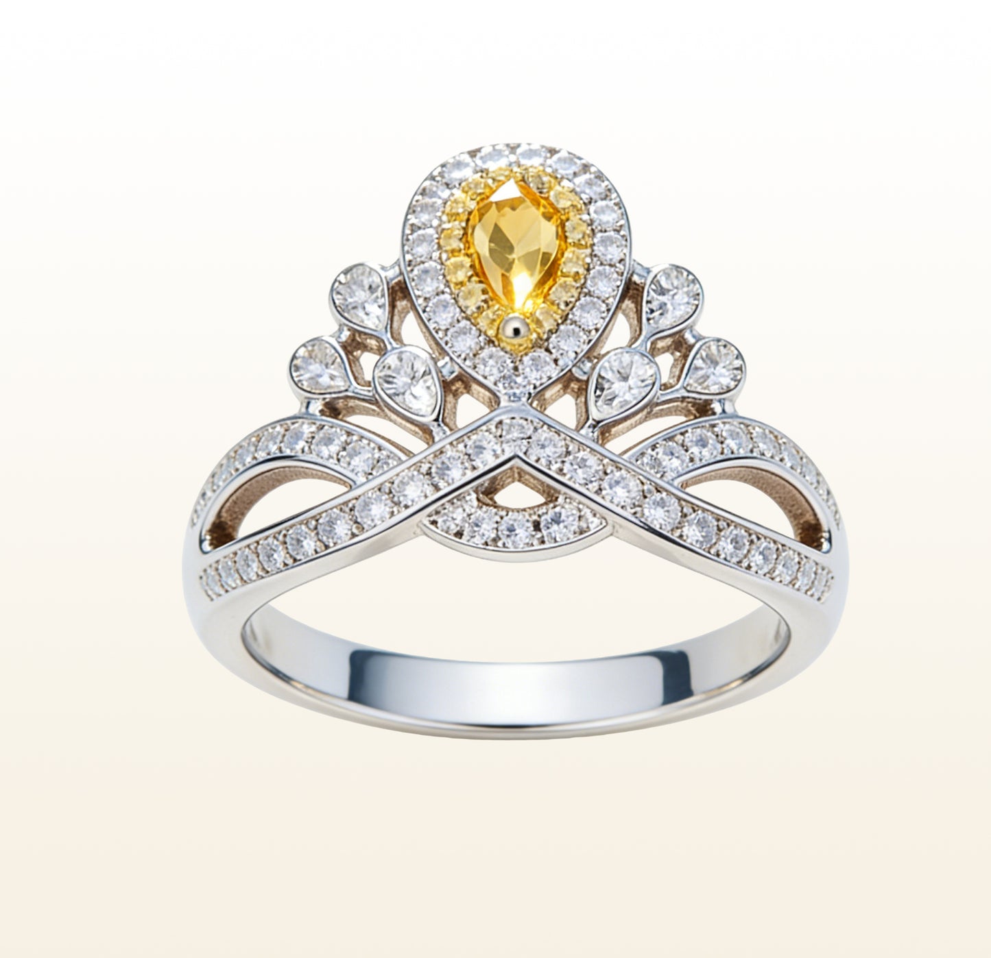 18K Yellow Gold Crown Cluster Lab-Grown Diamond Ring