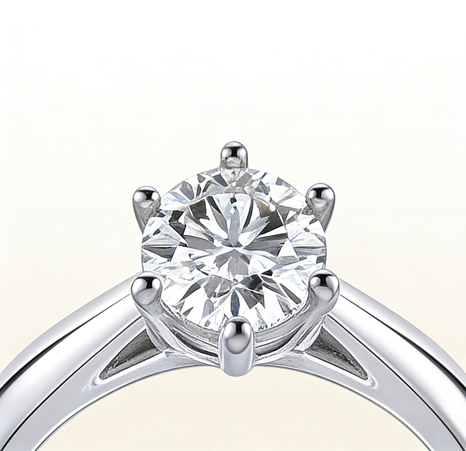 round diamond solitaire ring white gold classic engagement ring clean background