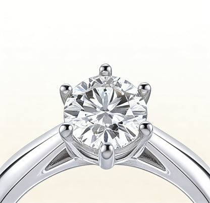 round diamond solitaire ring white gold classic engagement ring clean background