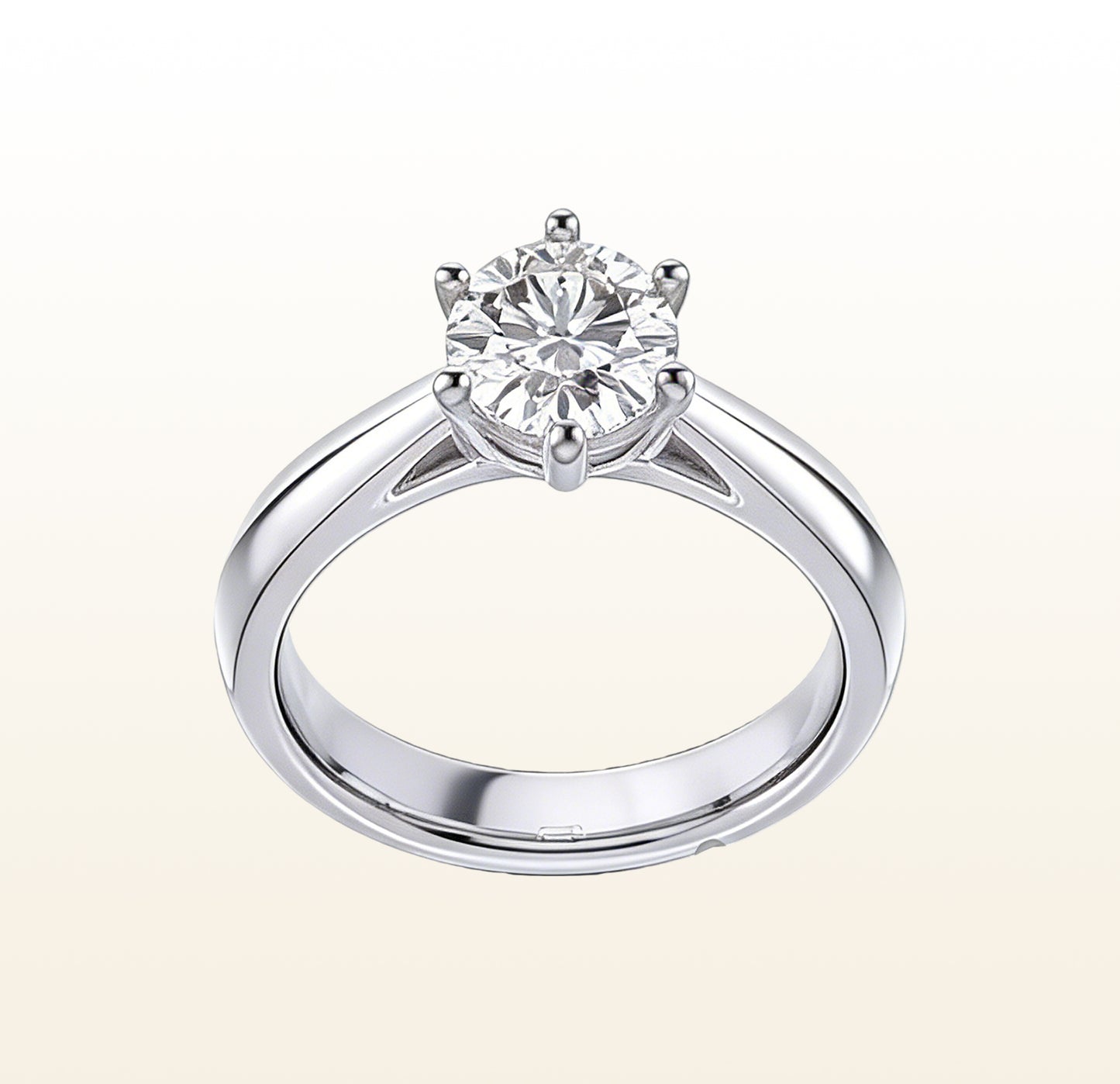 six prong diamond engagement ring round cut white gold solitaire classic design