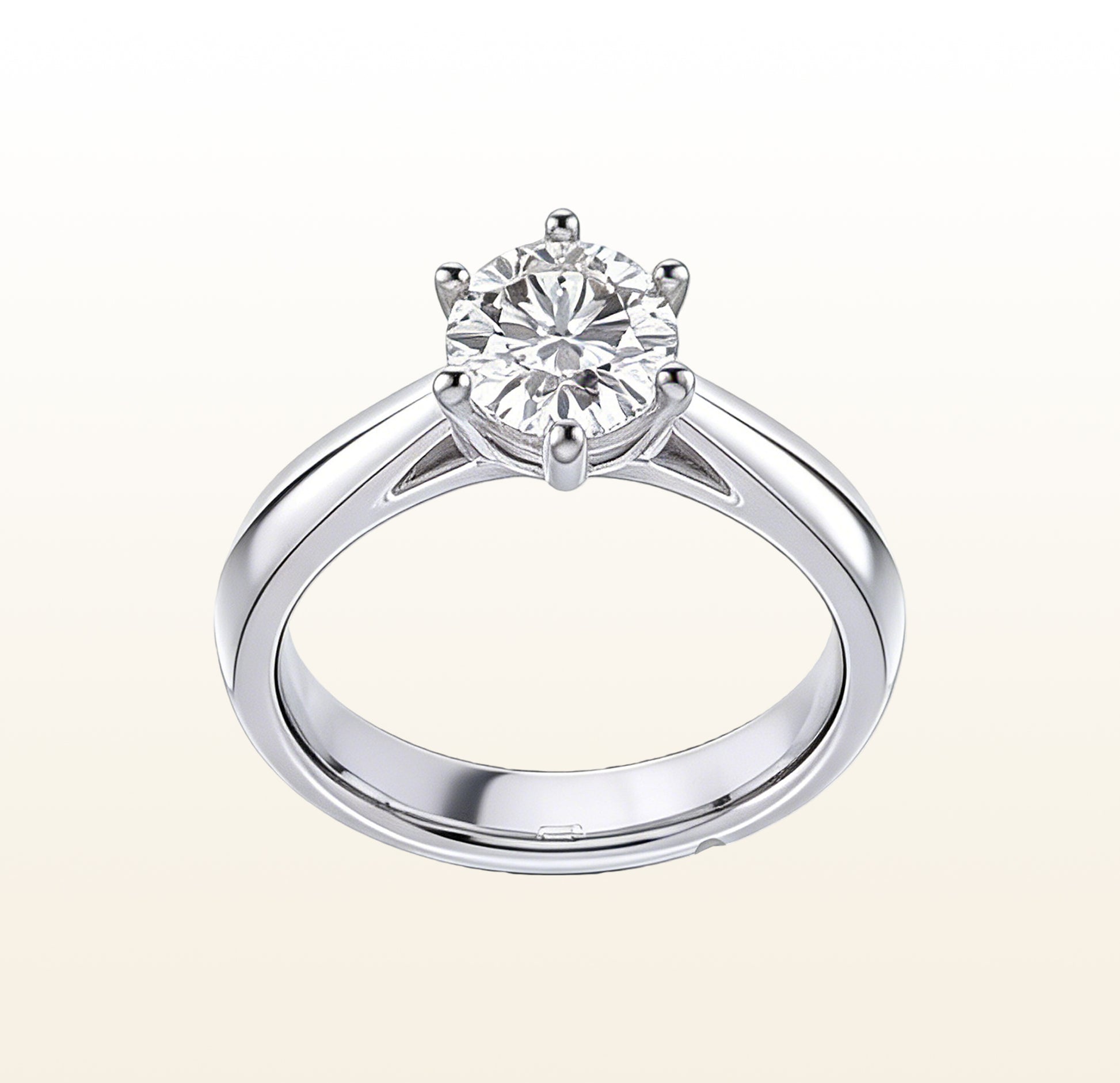 six prong diamond engagement ring round cut white gold solitaire classic design