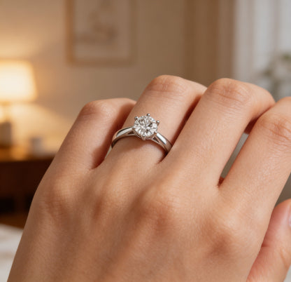 diamond solitaire ring lifestyle shot elegant jewelry for women engagement style