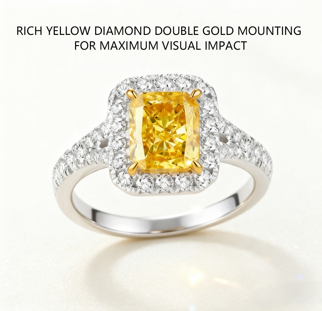 fancy yellow diamond halo ring rare gemstone luxury engagement ring design